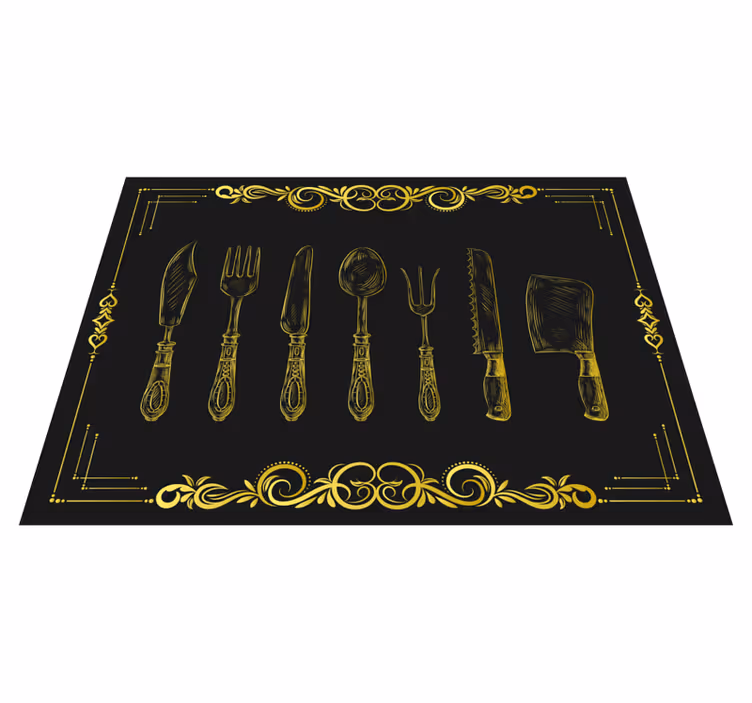 Kitchen vinyl mat with kitchen utensils design - TenStickers