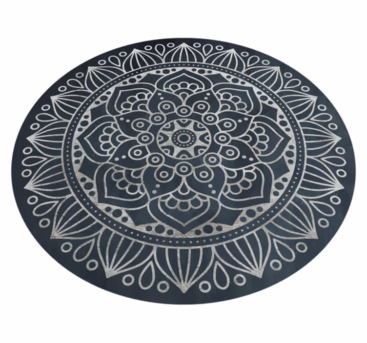 Intricate grey concept mandala rug - TenStickers