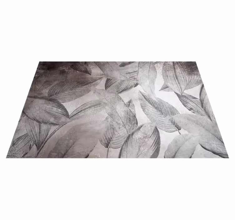 Leafy monochrome pattern floral rug - TenStickers