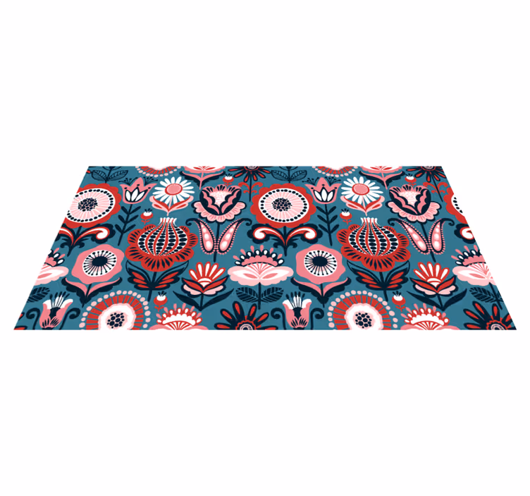 Scandinavian ethnic motif floral rug - TenStickers