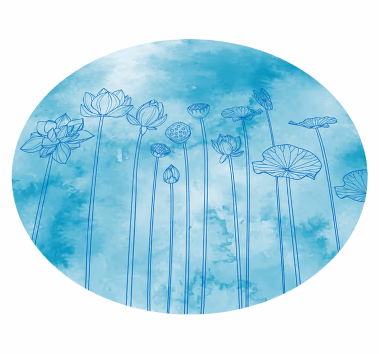Lotus blue splash floral rug - TenStickers