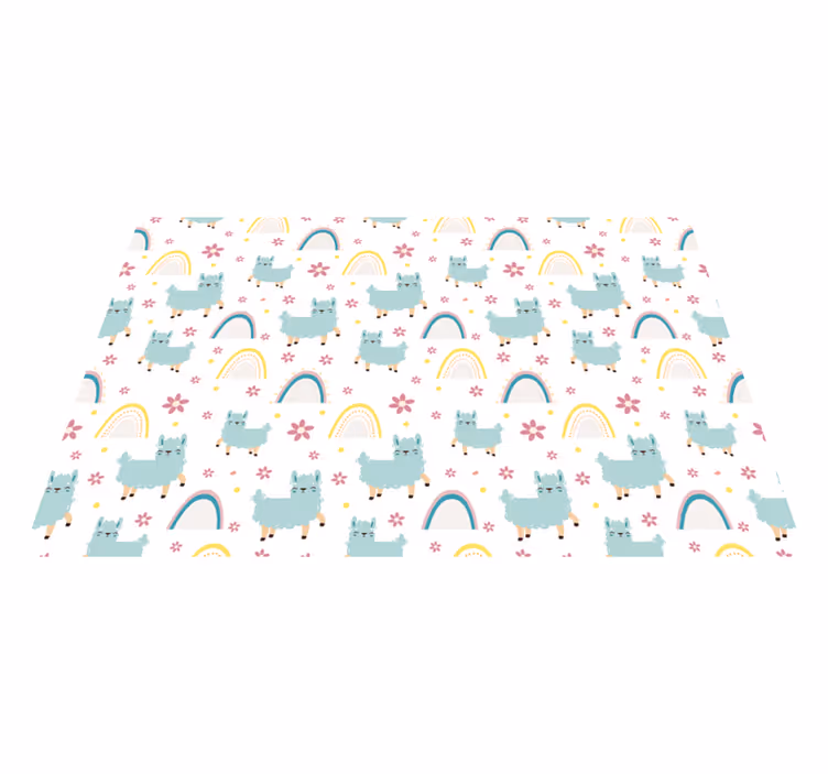 Rainbow and llamas kids rug - TenStickers