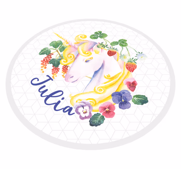 Custom unicorn blossom teenage bedroom rug - TenStickers