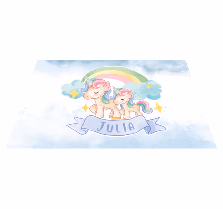 Unicorn family illustration kids rug - TenStickers
