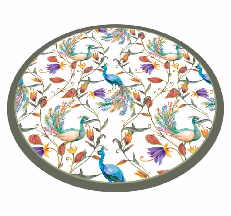 Beautiful peacock blooms floral rug - TenStickers