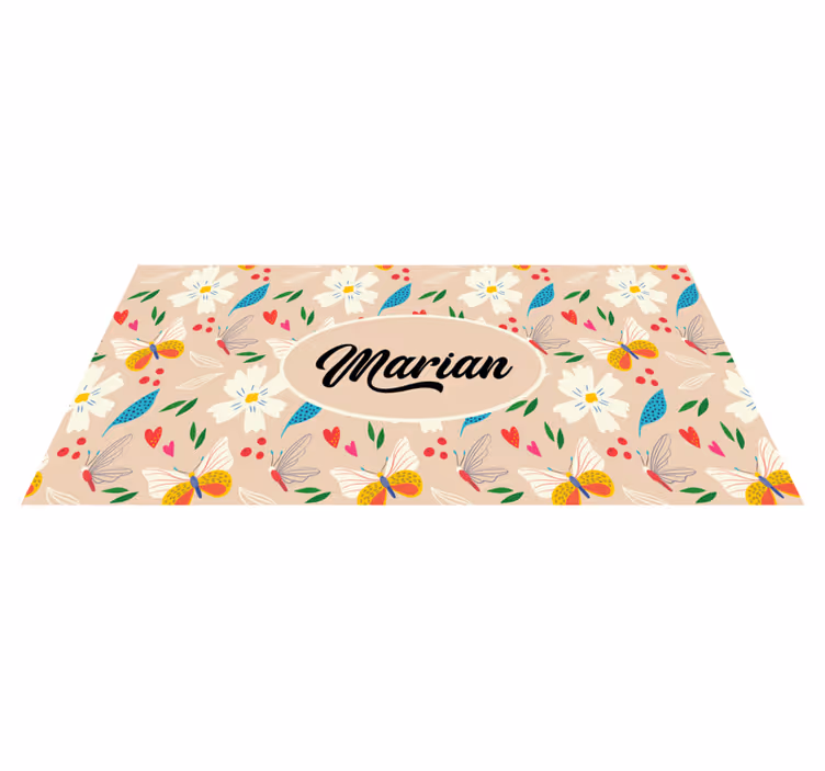 Custom beige floral bedroom carpet - TenStickers