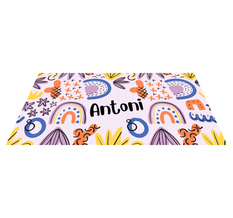 Nordic geometric with name kids rug - TenStickers