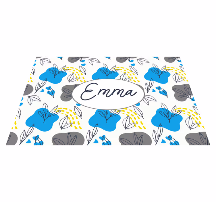 Custom floral name entrance hall rug - TenStickers