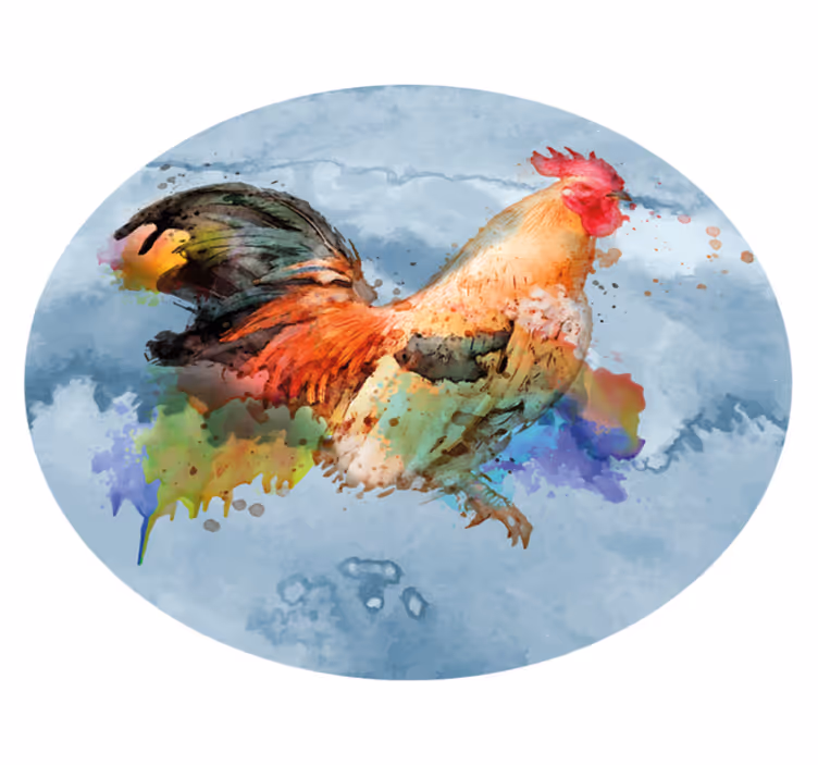 Animal print rug with vibrant rooster design - TenStickers