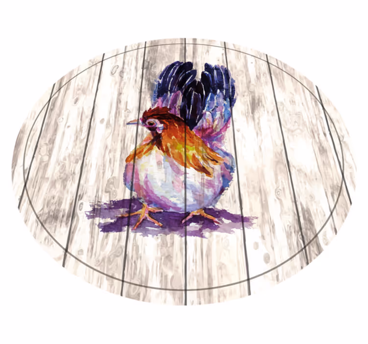 Animal print rug charming colorful chicken - TenStickers