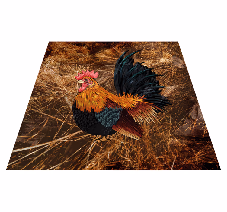 Animal print rug with colorful rooster design - TenStickers
