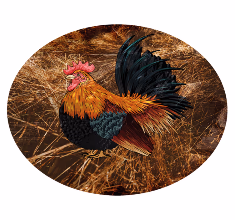 Animal print rug colorful rooster design - TenStickers