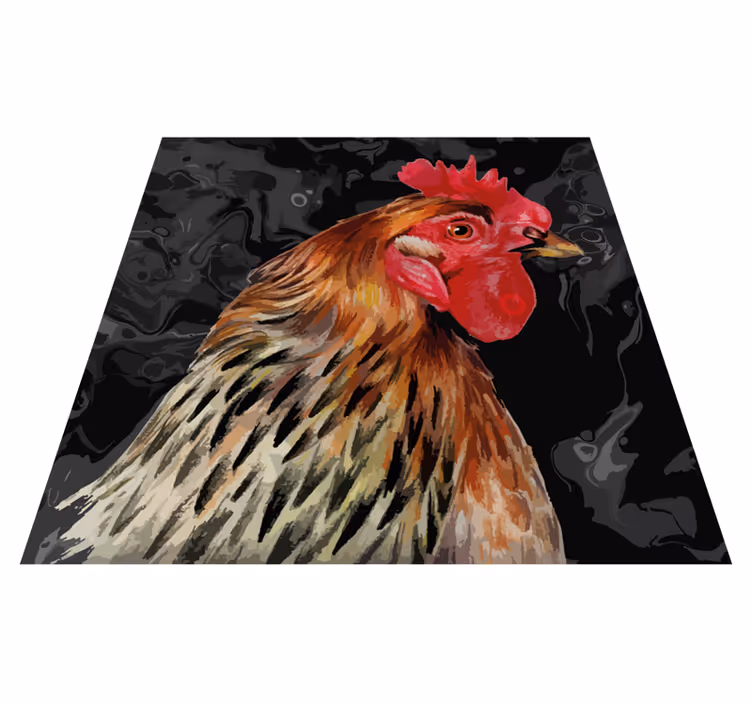 Colorful Rooster Head animal print rug - TenStickers