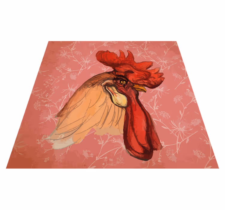 Animal print rug with rooster floral design - TenStickers