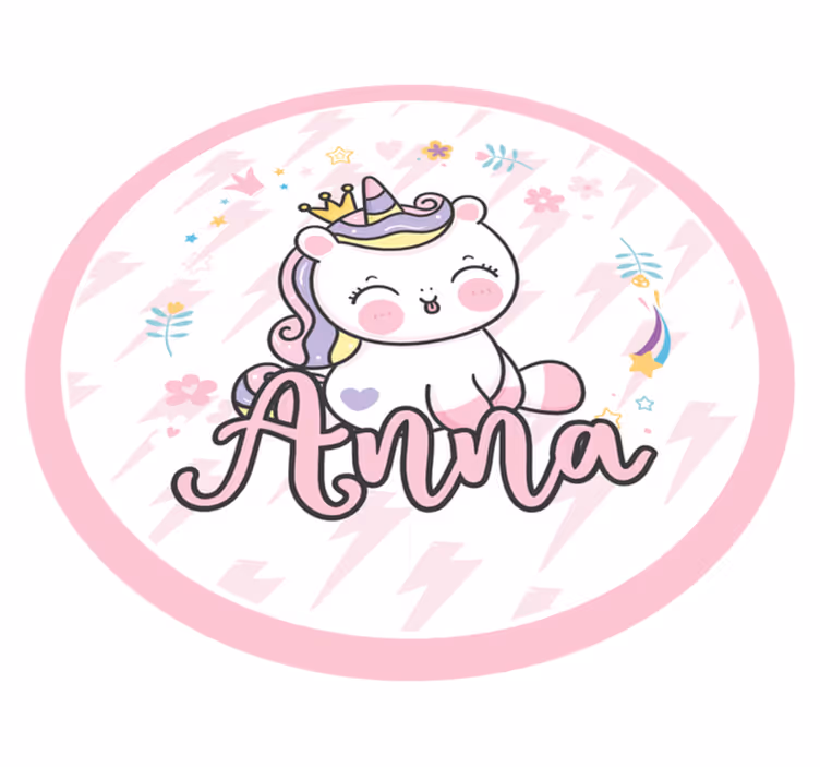 Baby unicorn with name kids rug - TenStickers