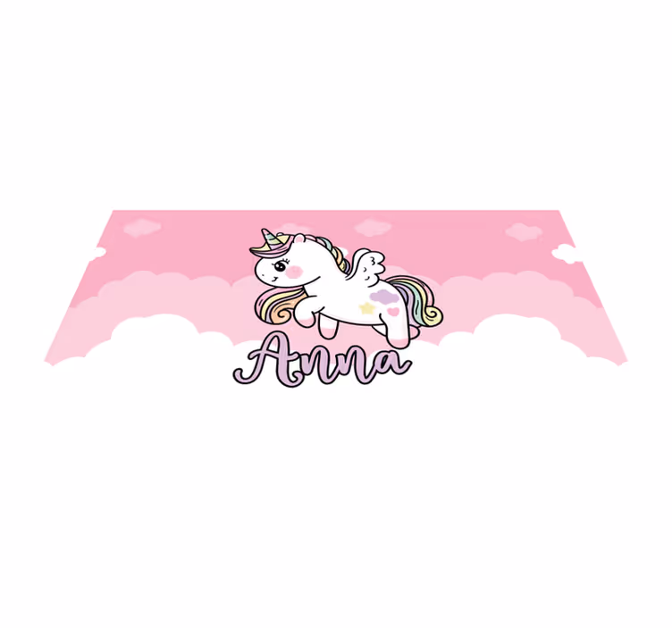 Customisable pink unicorn kids rug - TenStickers