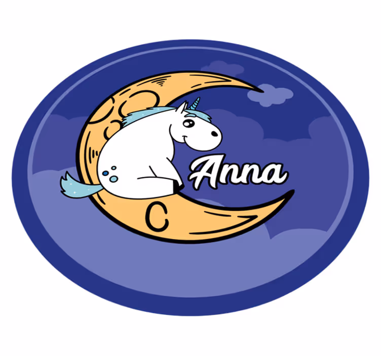 Custom unicorn on moon kids rug - TenStickers