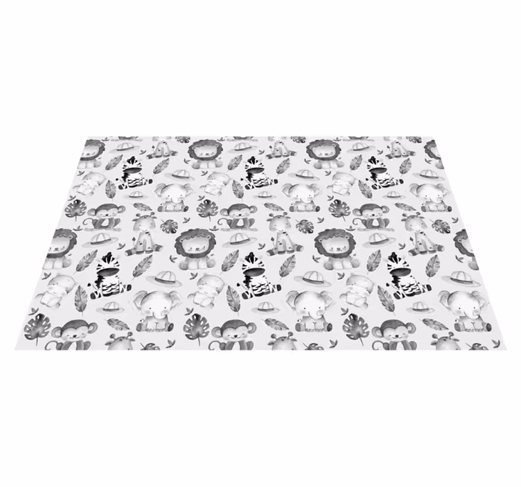 Gray zoo animals kids vinyl rug - TenStickers