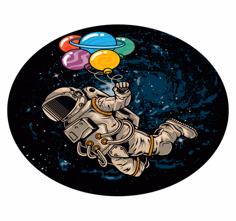 Astronaut with balloons kids rug - TenStickers