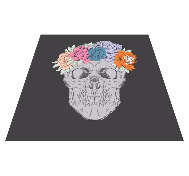Floral Skull Art teenage bedroom rug - TenStickers
