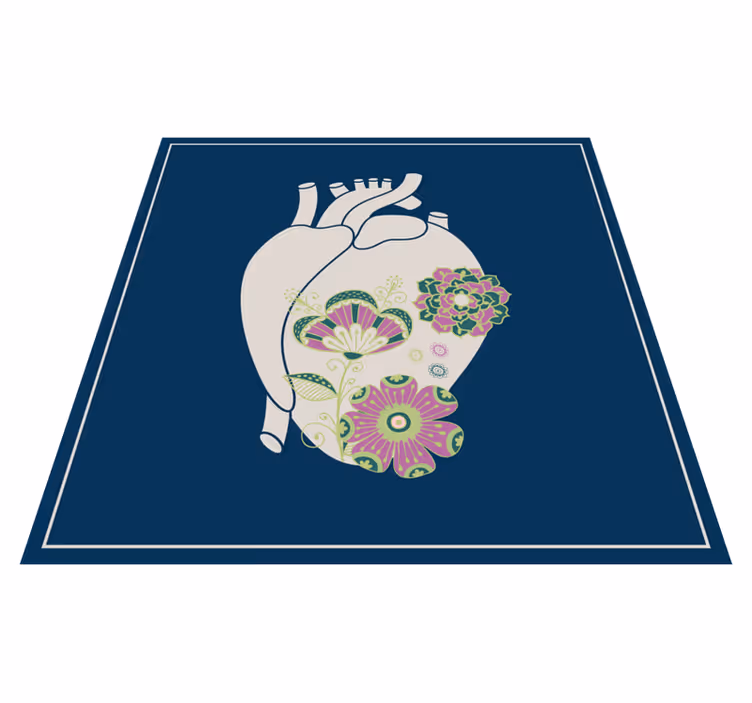 Heart Floral Pattern nordic rug - TenStickers