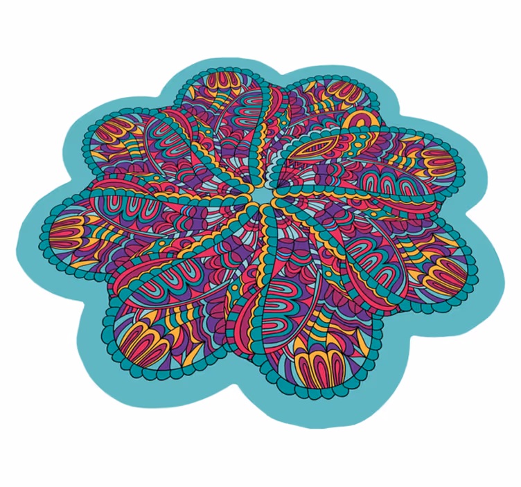 Vibrant colorful motif mandala rug - TenStickers