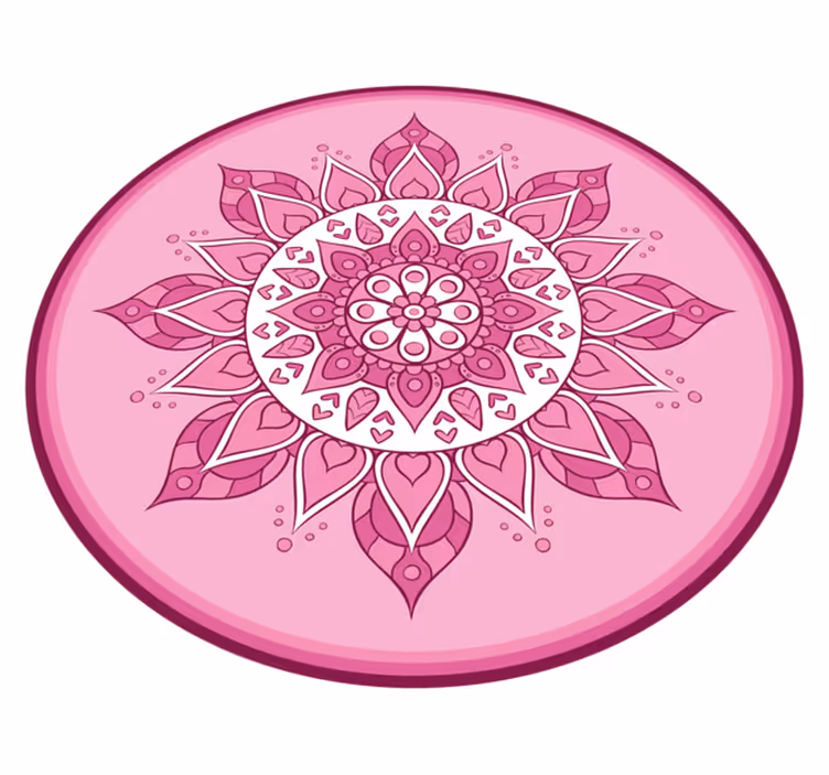 Pink Floral Meditation mandala rug - TenStickers