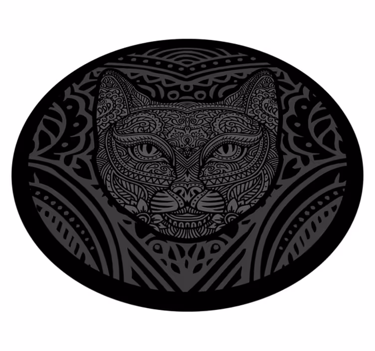 Black cat face animal mat - TenStickers