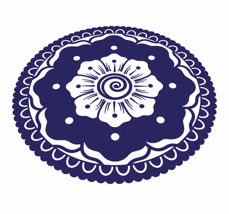 Navy Floral Arrangement mandala rug - TenStickers