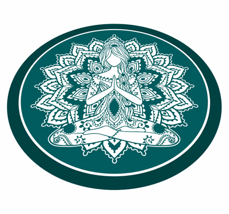 Meditative green art mandala rug - TenStickers