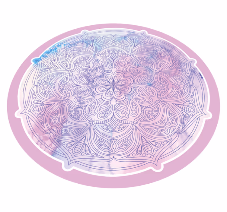Pastel pink floral mandala rug - TenStickers