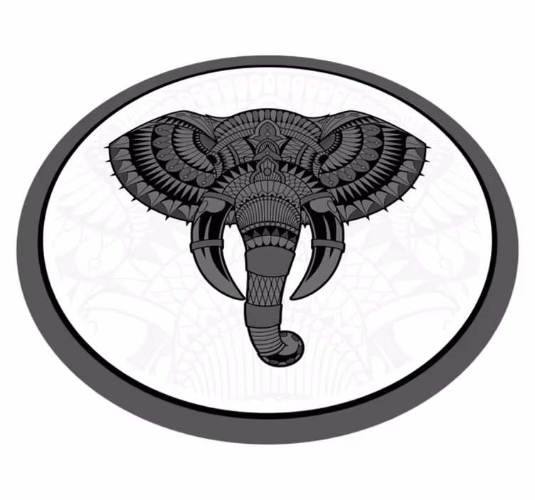 Elephant grey mandala animal mat - TenStickers