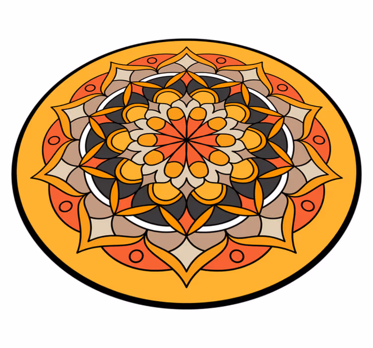 Vibrant Mandala Element circular rug - TenStickers