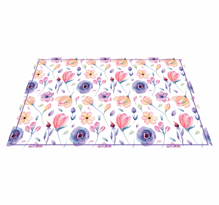 Floral rug with floral watercolor design - TenStickers