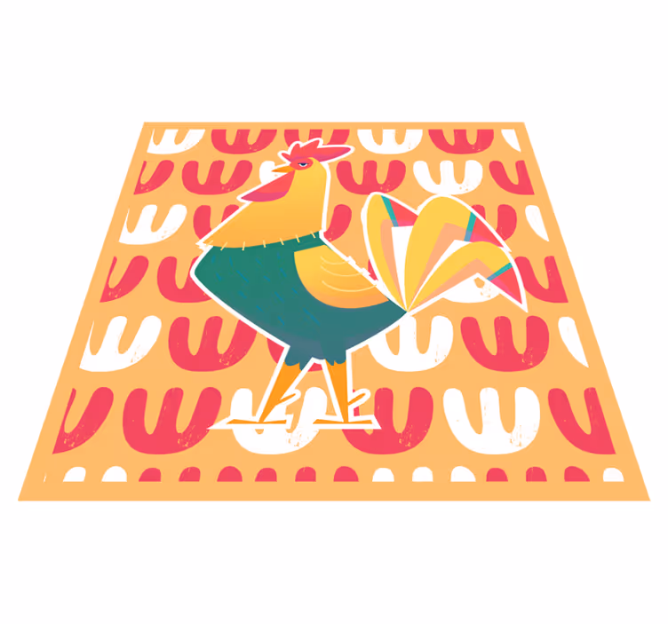 Colorful Rooster Art animal mat - TenStickers