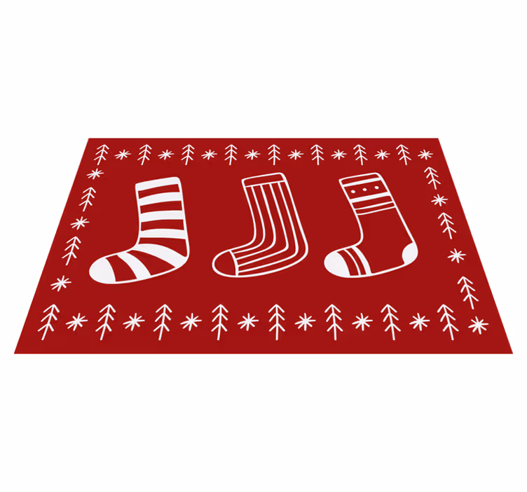 Red fstive socks christmas rug - TenStickers