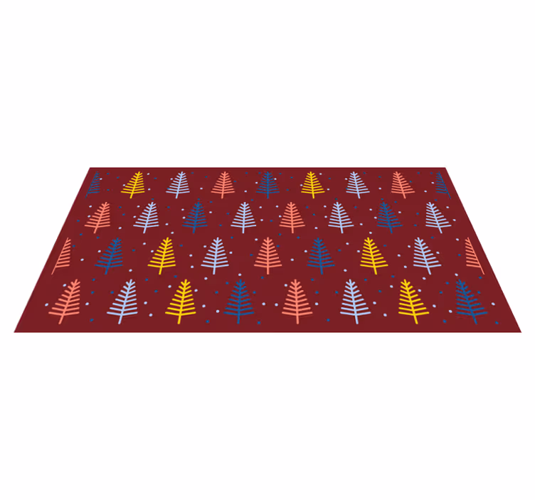 Red colorful trees christmas rug - TenStickers
