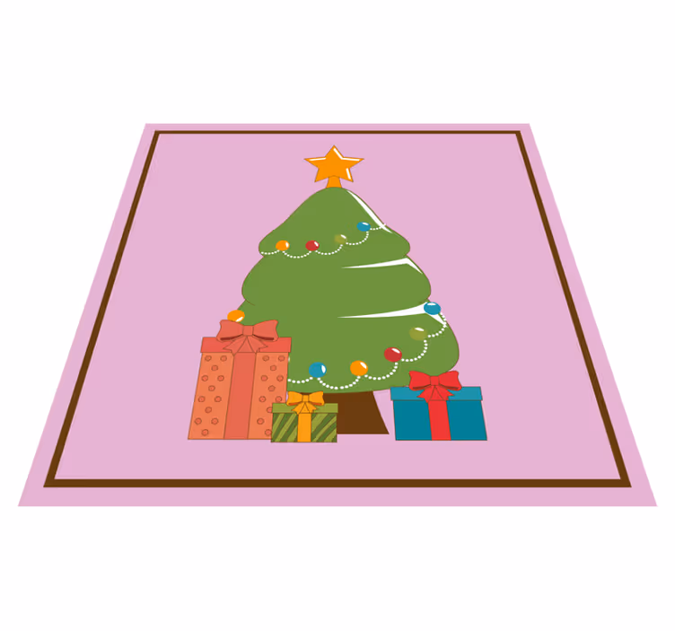 Illustration of a tree with gifts christmas rug - TenStickers