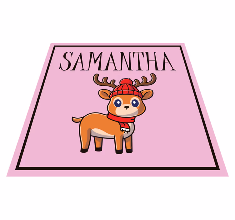 Baby Reindeer with name christmas rug - TenStickers