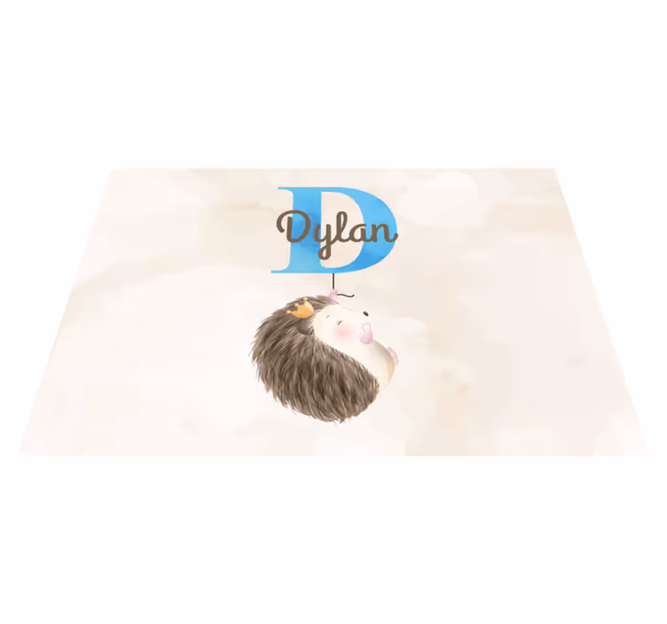 Cute Hedgehog Initial custom floor mat - TenStickers