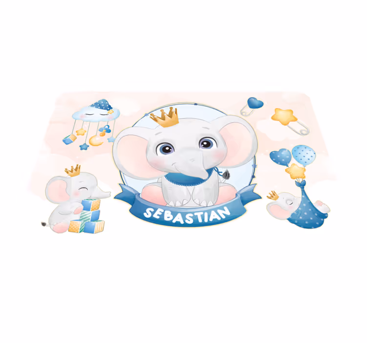 CROWNED ELEPHANT PLAYMATE custom floor mat - TenStickers