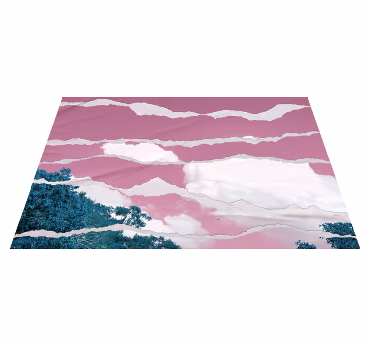 Pink ripped sky nature rug - TenStickers