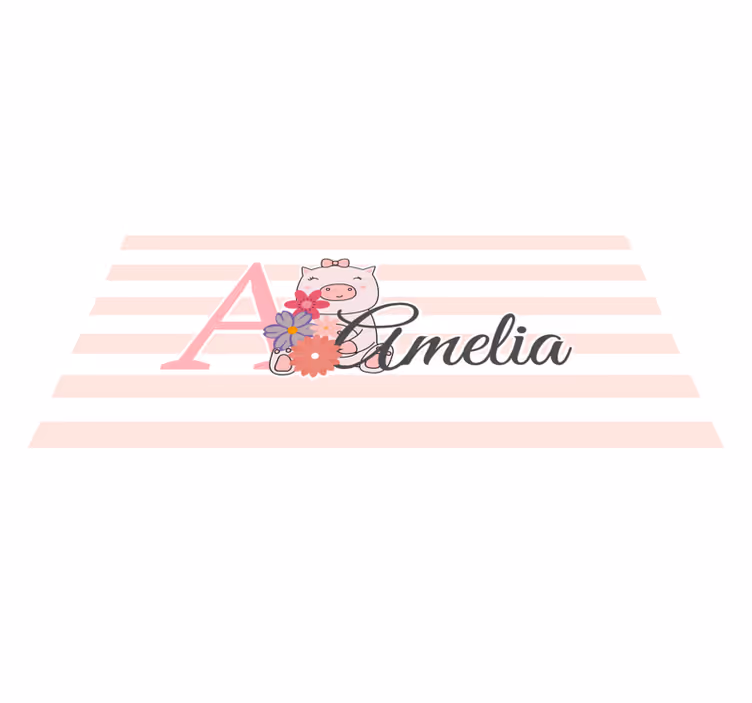 Cute Pig Illustration custom floor mat - TenStickers