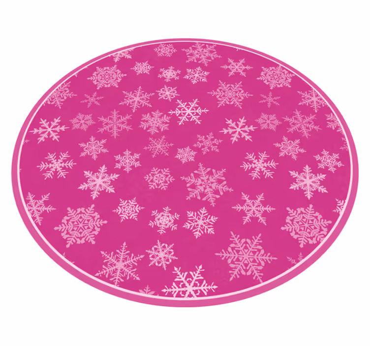 Pink snowflake pattern christmas rug - TenStickers