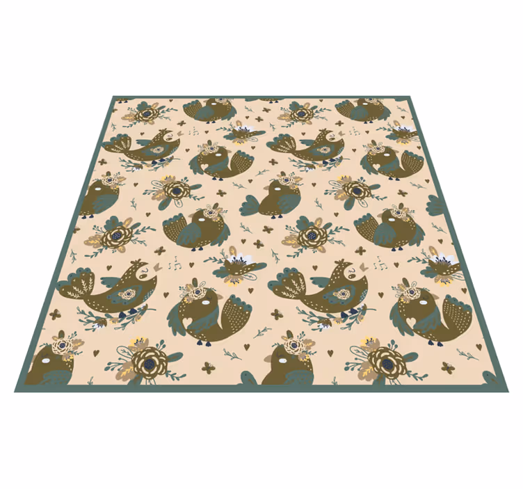 Whimsical Bird Patterns floral rug - TenStickers