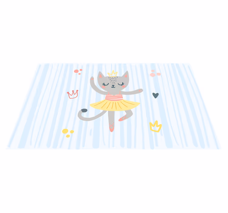Dancing Cat Illustration kids carpet - TenStickers