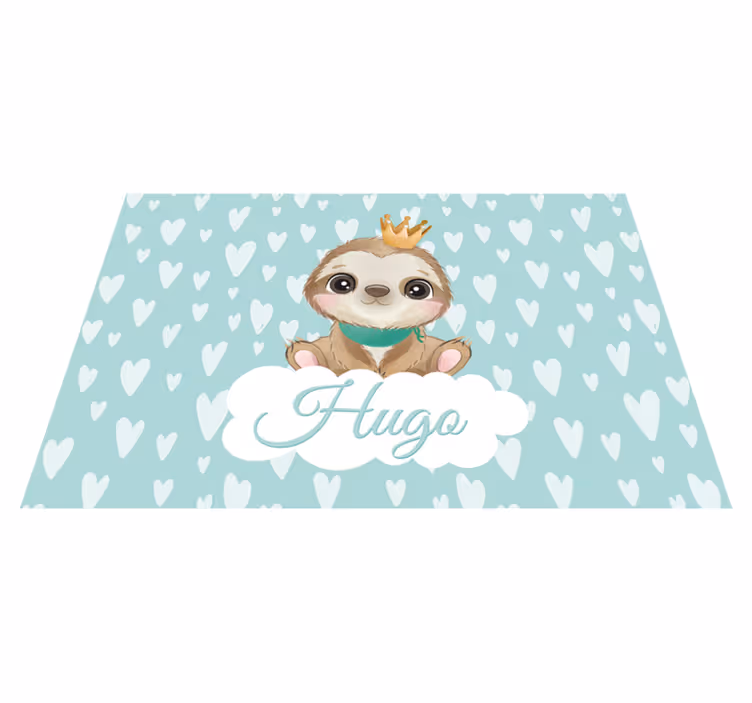 Baby sloth with name nursery rug - TenStickers