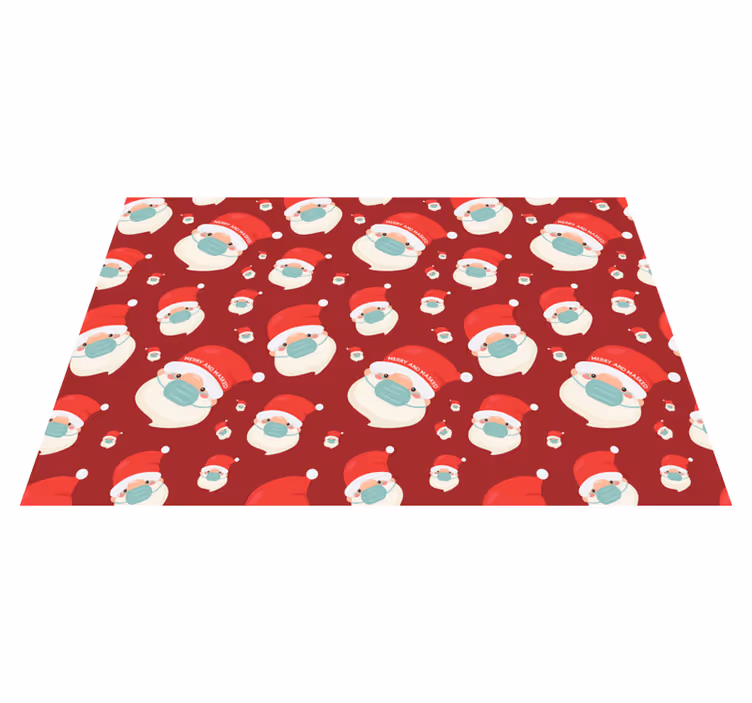 Festive Santa Faces christmas rug - TenStickers