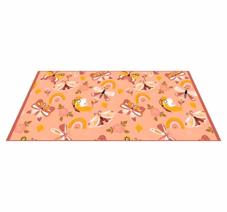 Colorful Floral Butterflies nursery rug - TenStickers