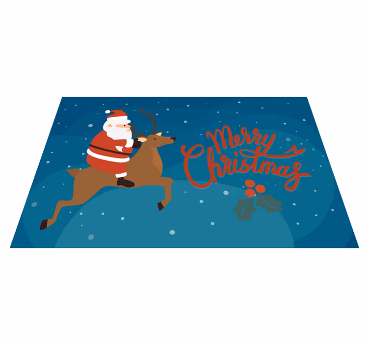 Santa Riding Reindeer christmas rug - TenStickers